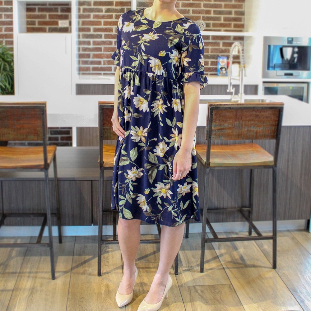 Navy Floral Midi